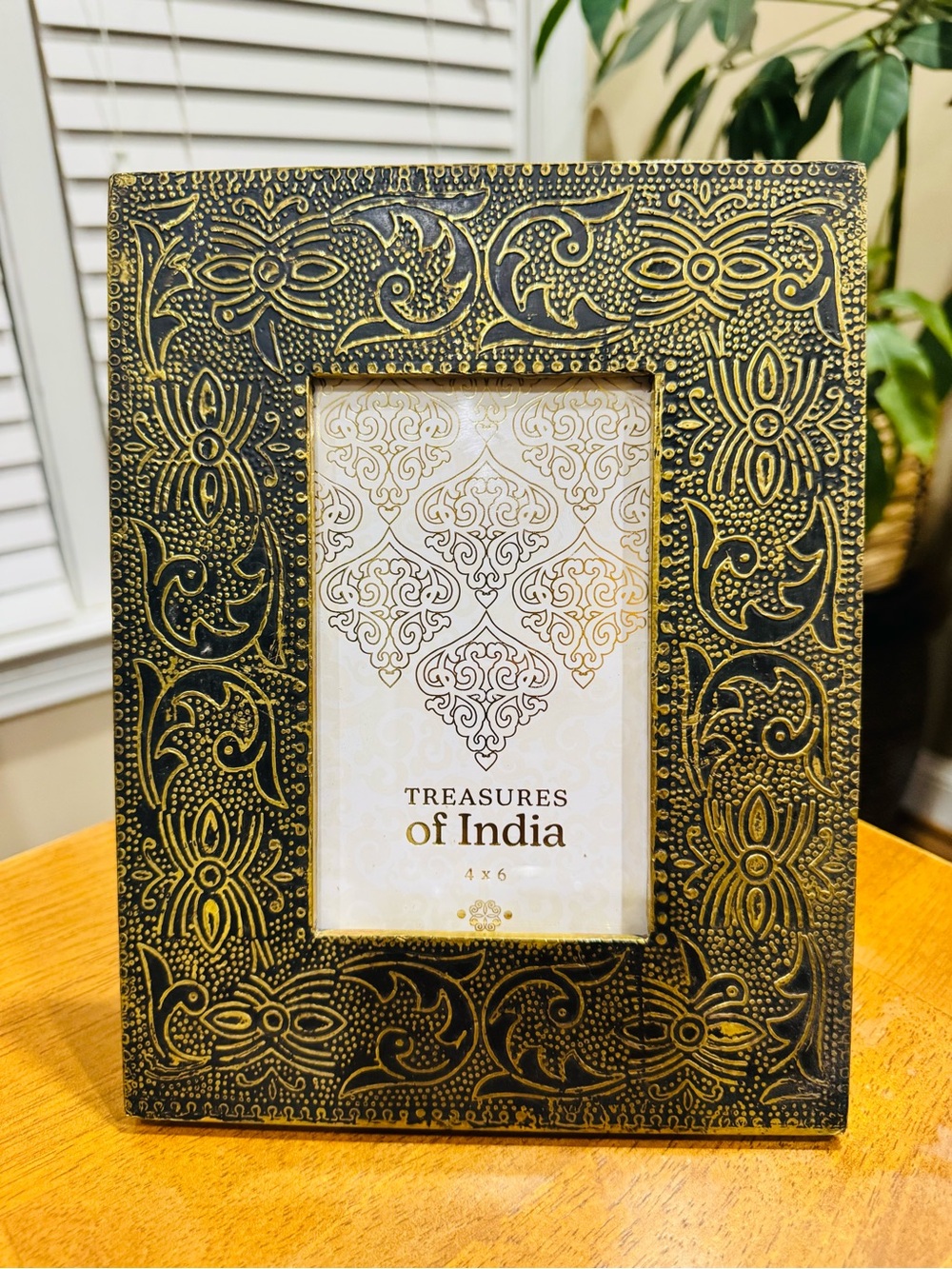 New Treasures of India 4x6 Black and Gold Picture Frame